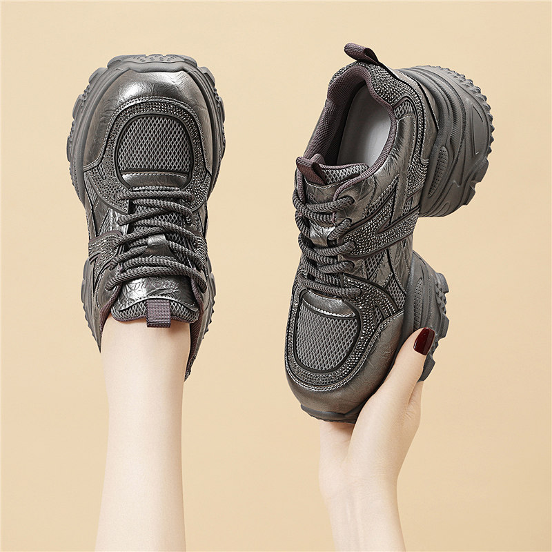 厚底增高小个子老爹鞋女2025新款春秋季百搭爆款软底轻便休闲运动