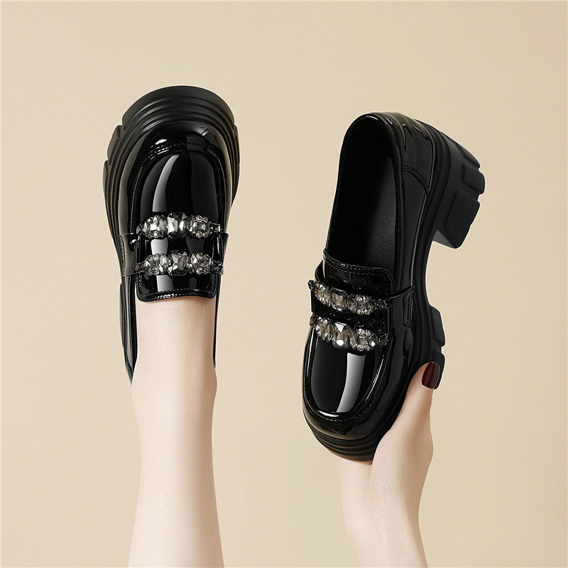 厚底玛丽珍单鞋女2026新款春秋季小个子增高粗跟乐福鞋配裙子JK鞋