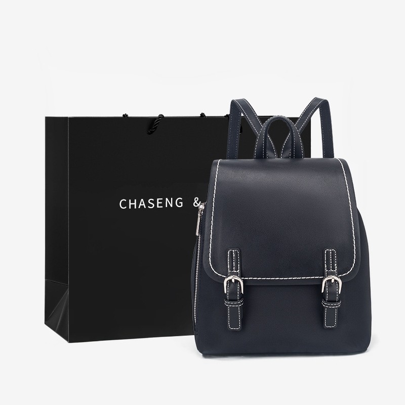 皮质双肩包女高级感真皮小众通勤大容量旅行轻便小背包