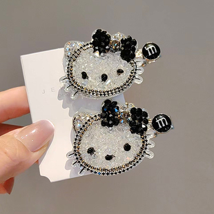 韩版满钻hellokitty可爱发夹少女刘海碎发整理夹子头饰边夹鸭嘴夹