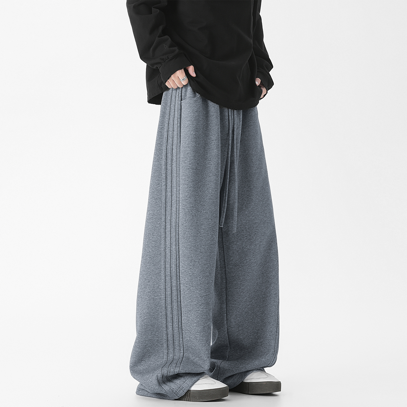 XWWF加绒卫裤男秋冬季美式潮牌宽松直筒长裤休闲运动垂感阔腿裤子