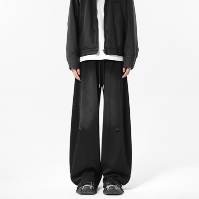 XWWF冬季加绒卫裤男潮牌痞帅高级感垂感宽松直筒运动休闲阔腿裤子