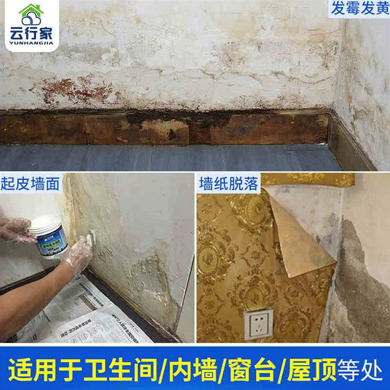 墙面防水涂料内墙渗水发霉起皮修补膏室内腻子白色防潮透明防水胶