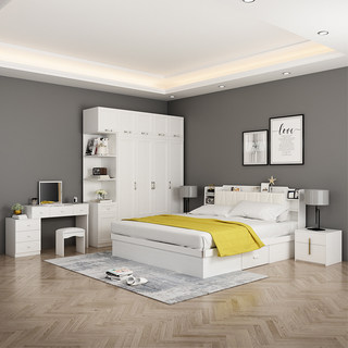 气动高箱储物床1.8米双人床1.5米小户型板式床收纳现代简约主卧床