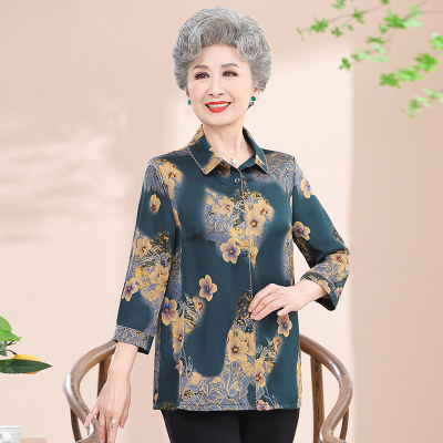 奶奶夏装衬衫中老年人女装老太太春夏上衣60岁妈妈装老人衬衣服薄