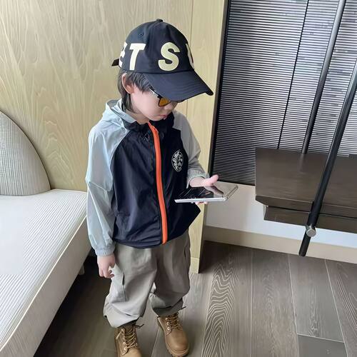 儿童夏季防晒服 男童薄款速干皮肤衣 女宝宝轻薄透气运动连帽外套