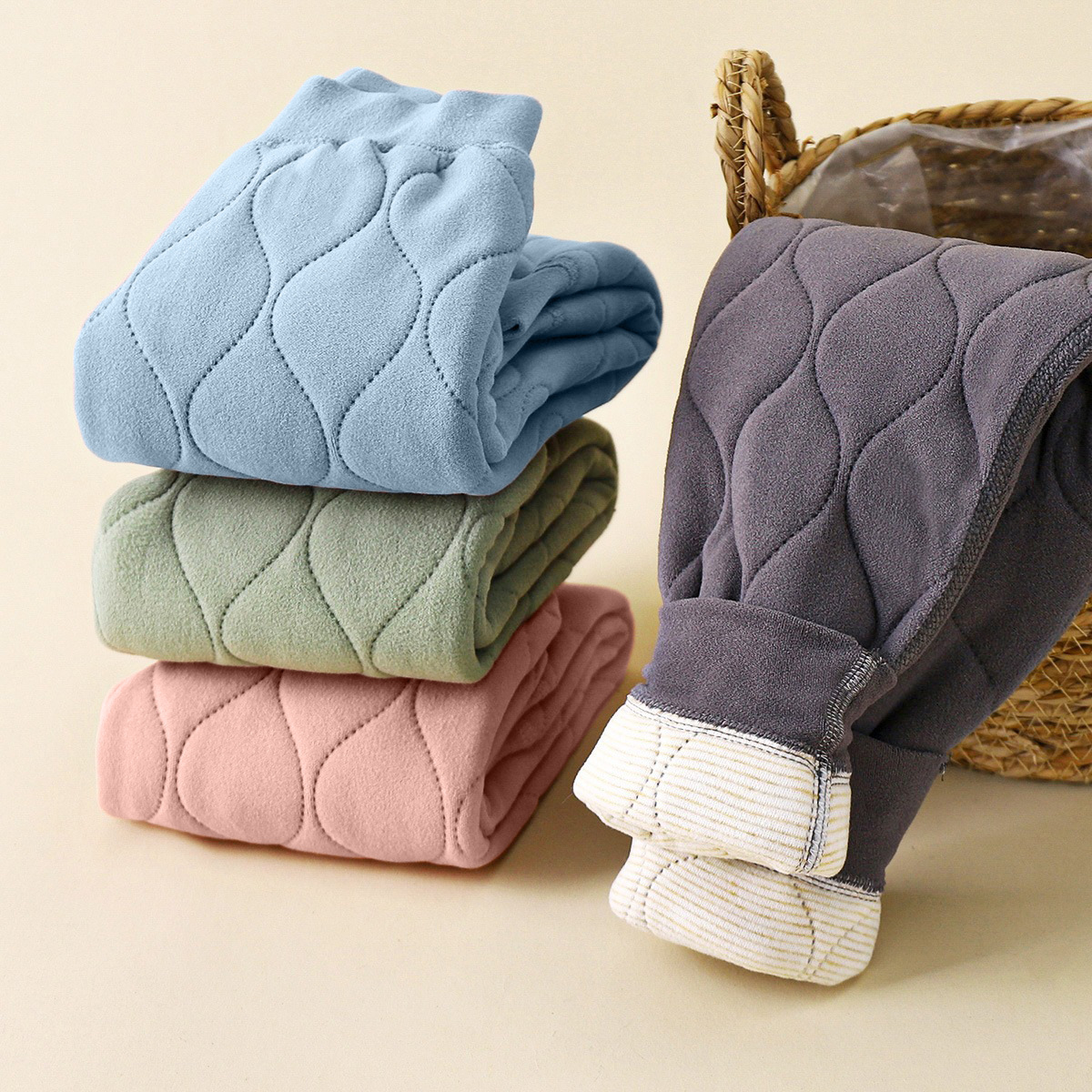 儿童保暖裤秋冬新款校服男童三层夹棉加厚棉裤女童童裤内胆