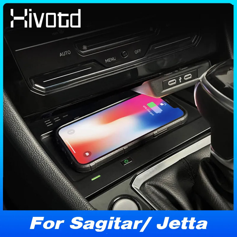 适用大众捷达速腾 VW Jetta Sagitar 15W QI车载无线充电器 内饰