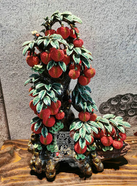 石湾公仔满堂红岭南风边柜陶瓷