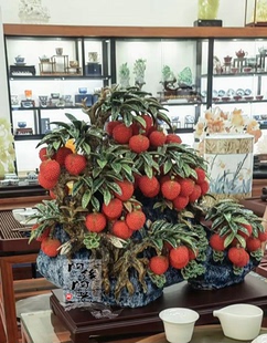 陶瓷工艺品 石湾公仔 荔枝树摆件 满堂红