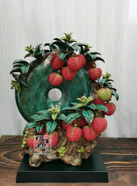 陶瓷工艺品石湾公仔玉环荔枝摆件