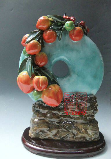 陶瓷工艺品 石湾公仔 桃子摆件 大展鸿图 原作