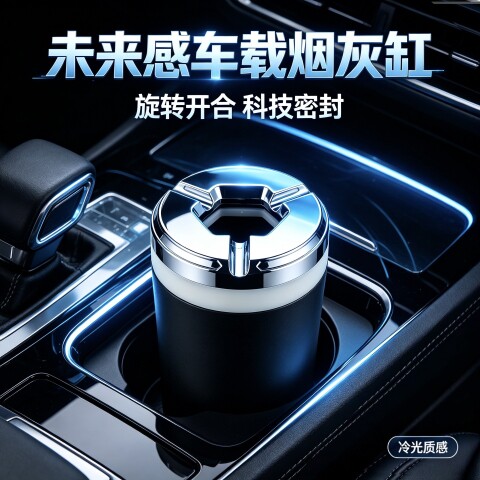 车载旋转开盖密封烟灰缸