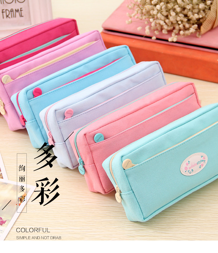 笔袋韩国简约女生大容量帆布可爱铅笔袋多层创意文具盒铅笔盒笔袋