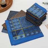 43CM男士 怀旧全棉柔软方巾手巾 手绢老式 纯棉印花格子手帕夏季 薄款