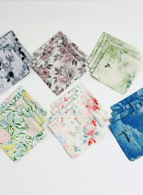 泽略纯棉复古超薄手帕女士随身小方巾老式柔软全棉吸汗擦手手绢