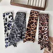 豹纹长条ins丝巾女2025新款 高级感气质百搭飘带发带绑发头绳发饰