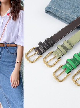 荔枝纹头层真皮女士腰带牛皮配休闲裤春夏款皮带广州皮具跨境