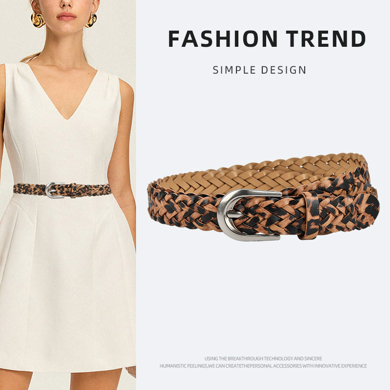 跨境新品欧美女连衣裙装饰腰带个性豹纹潮流小众免打孔编织皮带,服饰配件/皮带/帽子/围巾,腰带/皮带/腰链,淘宝优惠券,粉丝福利购,淘宝优惠卷