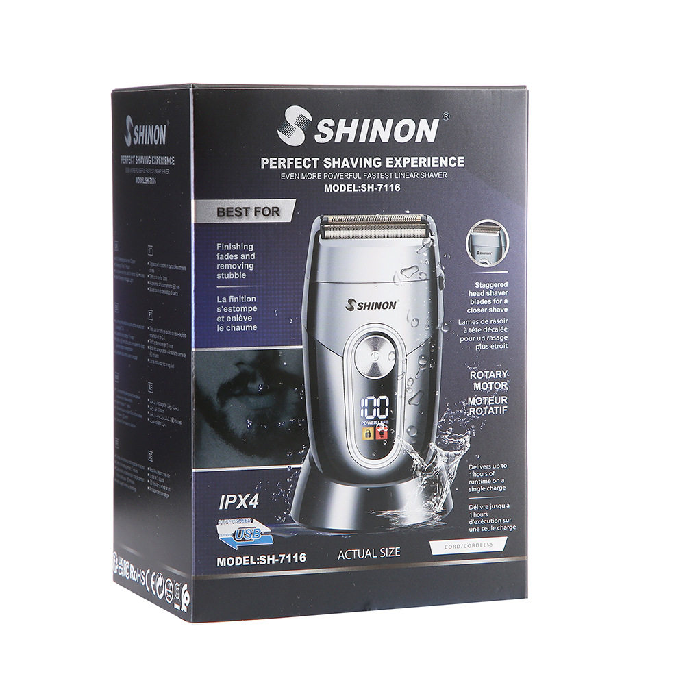 跨境士液晶显示剃须刀往复式刮胡刀全身防水便携式胡须刀现货