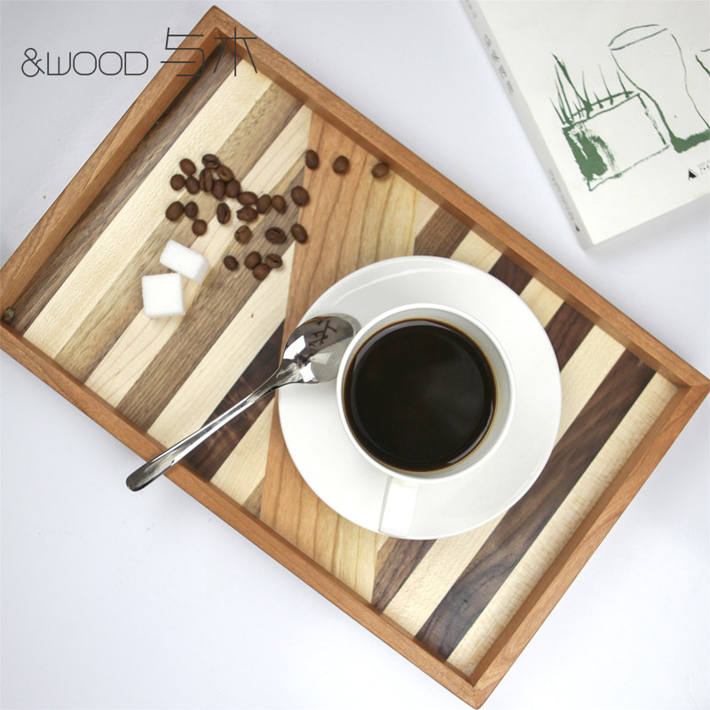 ANDWOOD 拼木方形托盘 黑胡桃木枫木红樱桃木实用礼品原创家饰,餐饮具,餐用托盘,淘宝优惠券,粉丝福利购,淘宝优惠卷