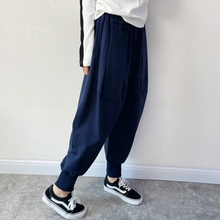 2022秋季哈伦宽松大码束脚运动休闲裤女韩版拼接加肥加大萝卜卫裤