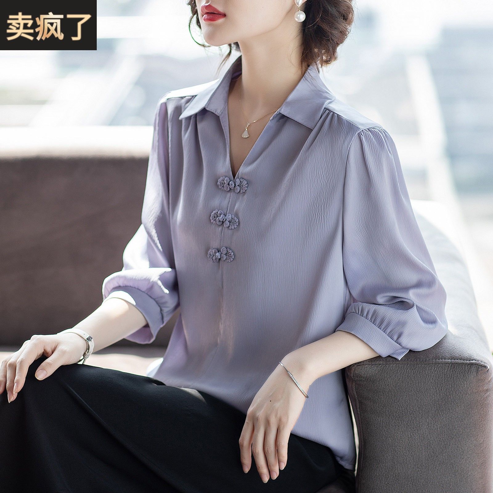 妈妈春夏装休闲 套装中年女时尚气质雪纺40岁中老年人洋派T恤上衣