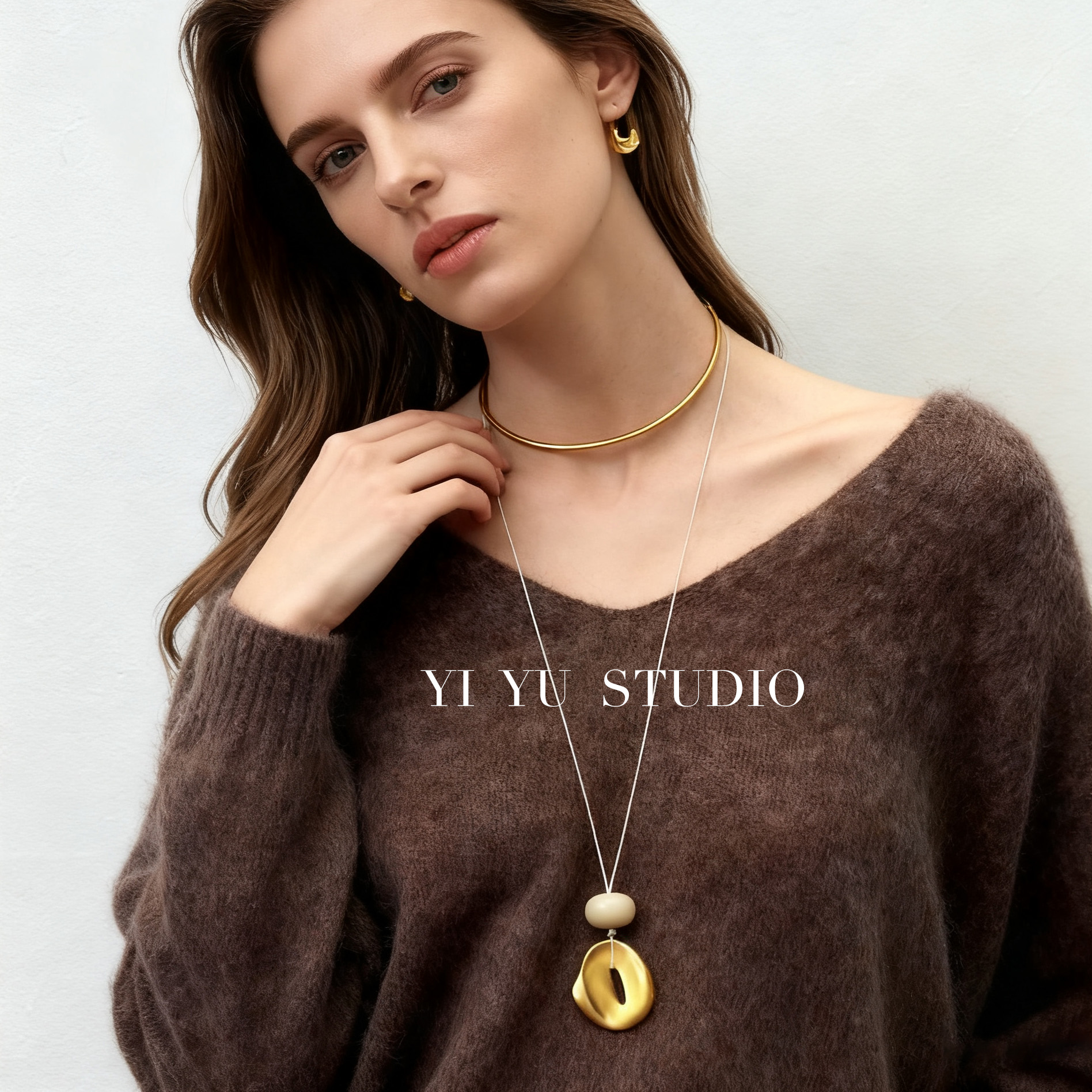 皮绳关节长颈链高级简约柔软挂坠项链新款毛衣配饰时尚百搭毛衣链