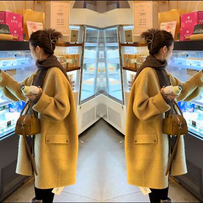 高级感轻奢气质简约毛呢外套女2025冬季新款韩系宽松显瘦中长外套