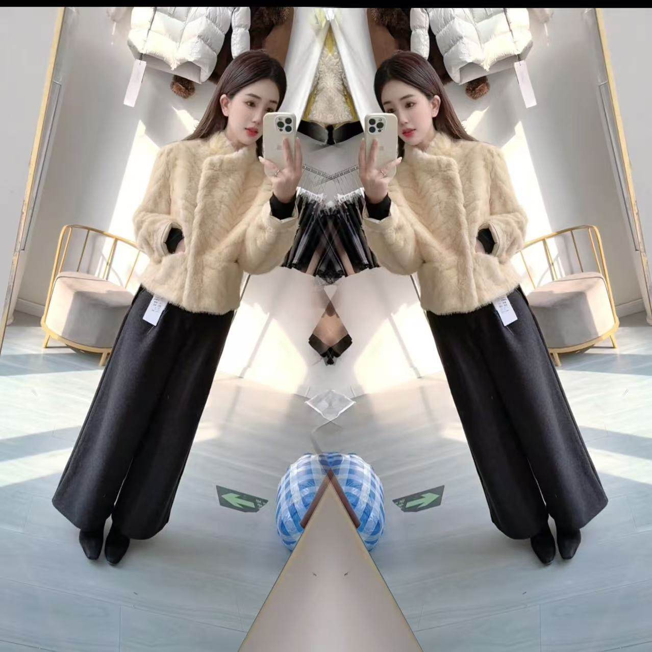 时尚气质洋气感厚外套2025年冬季新款女装显瘦毛毛上衣搭配阔腿裤