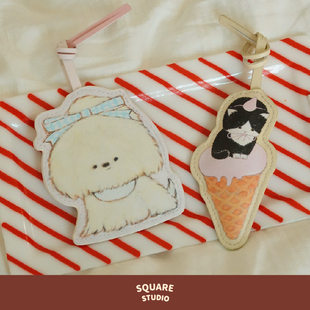 【平方Studio】皮革联名皮质挂件 原创可爱化妆镜子立体包包挂饰