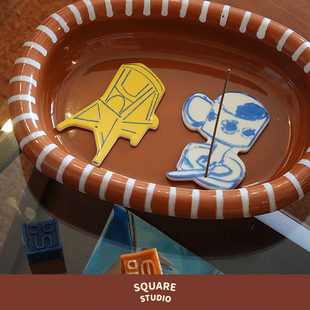 饰摆件 平方Studio Ale艺术香插 原创手绘陶瓷创意线香首饰盘装