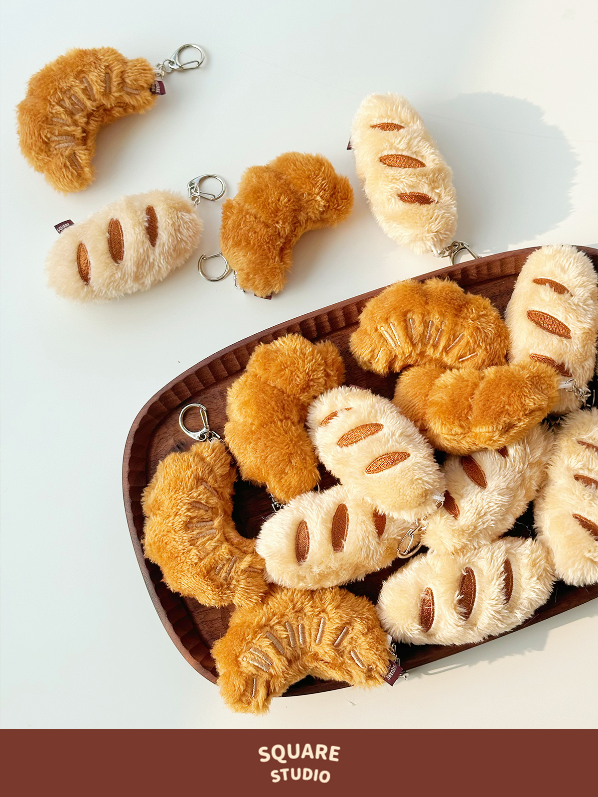 平方毛绒挂件可爱面包原创挂件