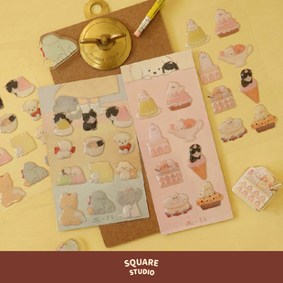 【平方Studio】皮革联名滴胶贴纸 艺术家原创可爱手帐装饰素材贴