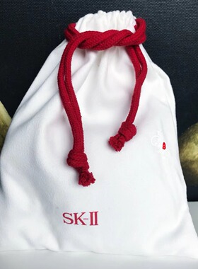 SK-II/SK2专柜赠品高级白色绒棉布抽绳可束口收纳袋礼品袋