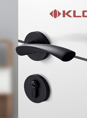 KLC房门锁室内卧室黑色静音卫生间厕所锁体家用木门把锁具通用型