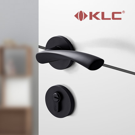 KLC房门锁室内卧室黑色静音卫生间厕所锁体家用木门把锁具通用型