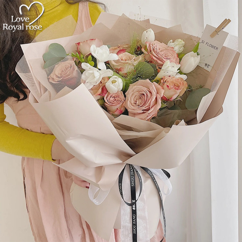 杭州鲜花速递同城卡布奇诺玫瑰花束爱人女友闺蜜生日订花店送上门