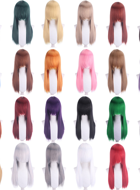 馒头家cosplay假发  高温丝玫瑰网长直发万用款 60cm动漫假发假毛