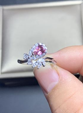 特惠新款925银镀白金天然碧玺4