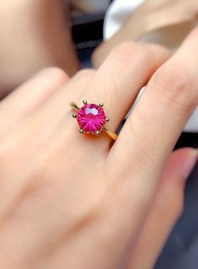 925银精工镶嵌活口托帕石戒指