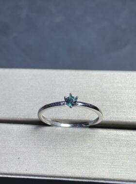 特惠绿色蓝宝迷你可爱风3mm女戒