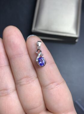 925银镀白金天然坦桑石吊坠特惠