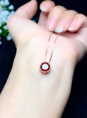 新款天然石榴石吊坠精工镶嵌主石