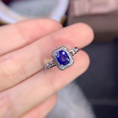 石5 天然斯里兰卡蓝宝石戒指 皇家蓝 7mm925银精工镶嵌1克拉