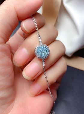 新款天然烟花天空蓝8*8mm托帕石