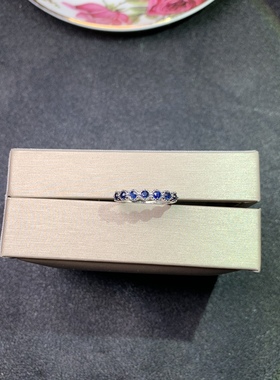 特惠小清新天然蓝宝石排戒2*2Mmmini小排戒925银镀金开口