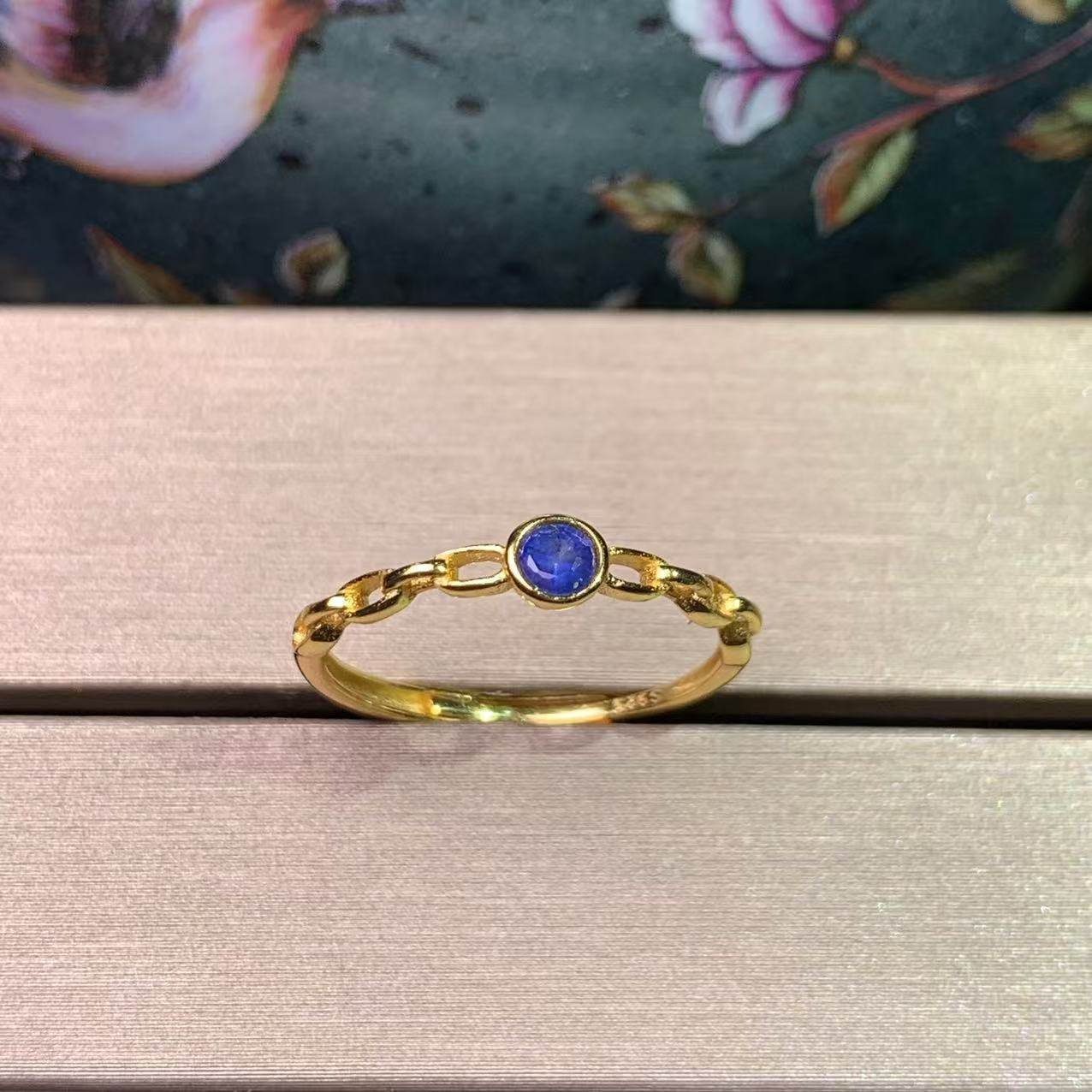 新款天然蓝宝石戒指925银镀金镶嵌时尚戒指主石圆3MM开口百搭戒指,珠宝/钻石/翡翠,手饰,淘宝优惠券,粉丝福利购,淘宝优惠卷