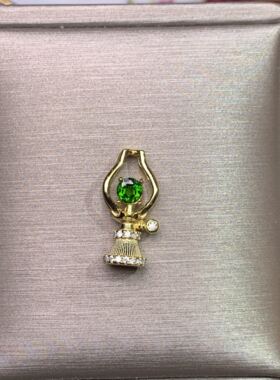 镀黄金镶嵌透辉石吊坠迷你小巧