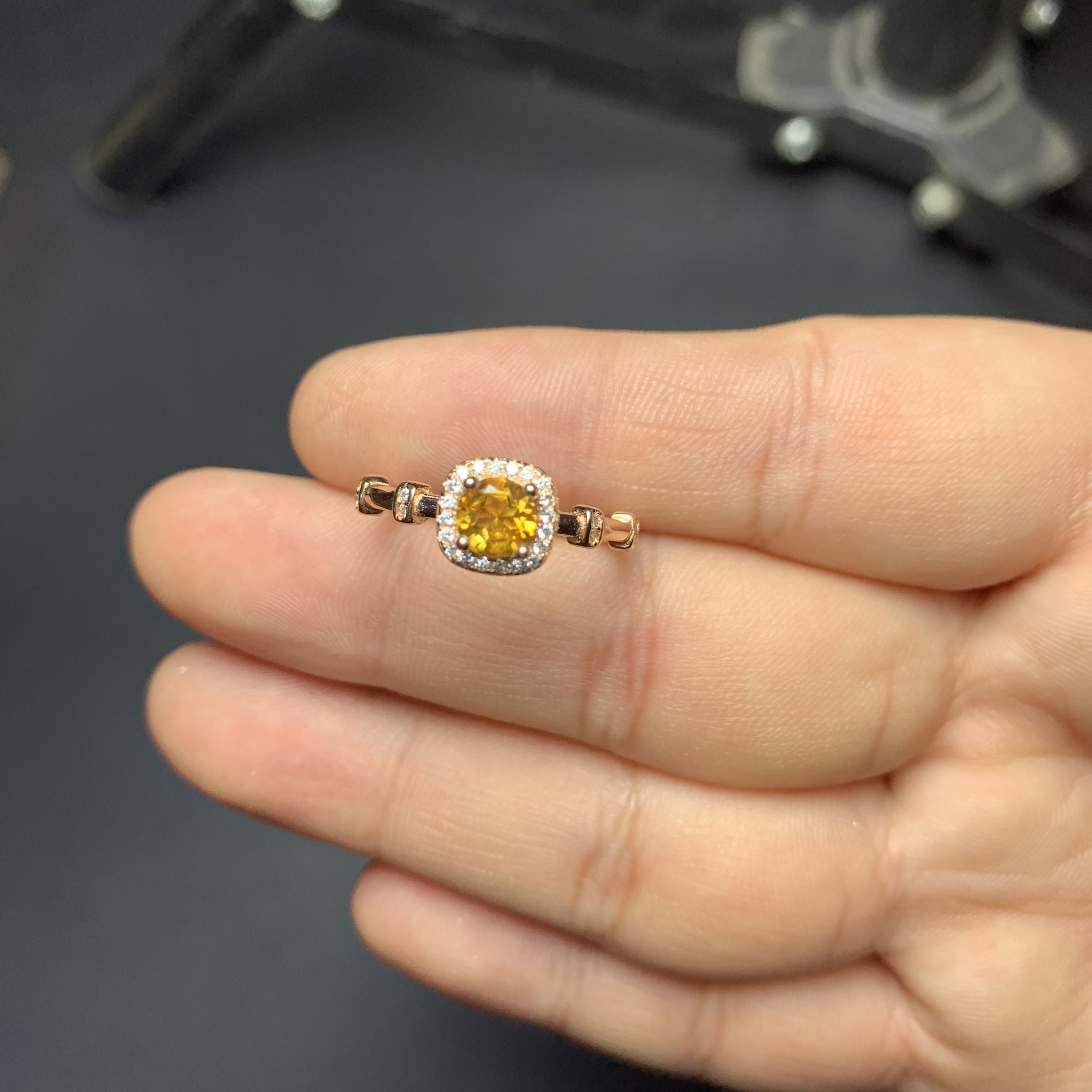 925银镀玫瑰金天然圆天然黄水晶